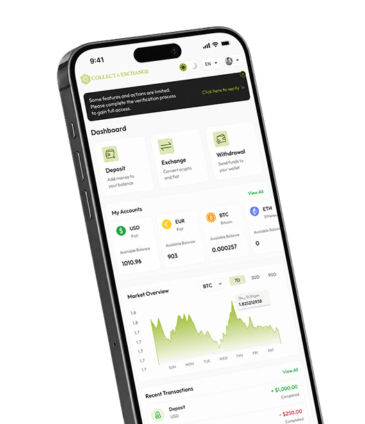 Collect & Exchange CY mobile app dashboard